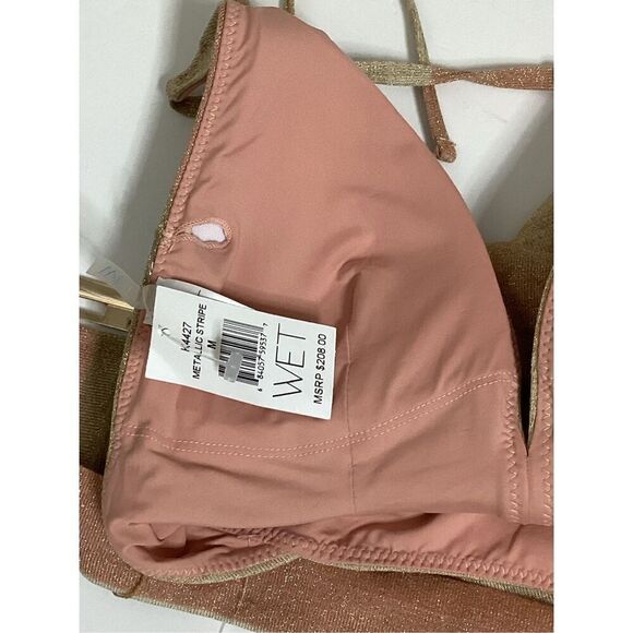 New. WET gold metallic stripe swimsuit. Small. Retails $208 - Picture 8 of 9